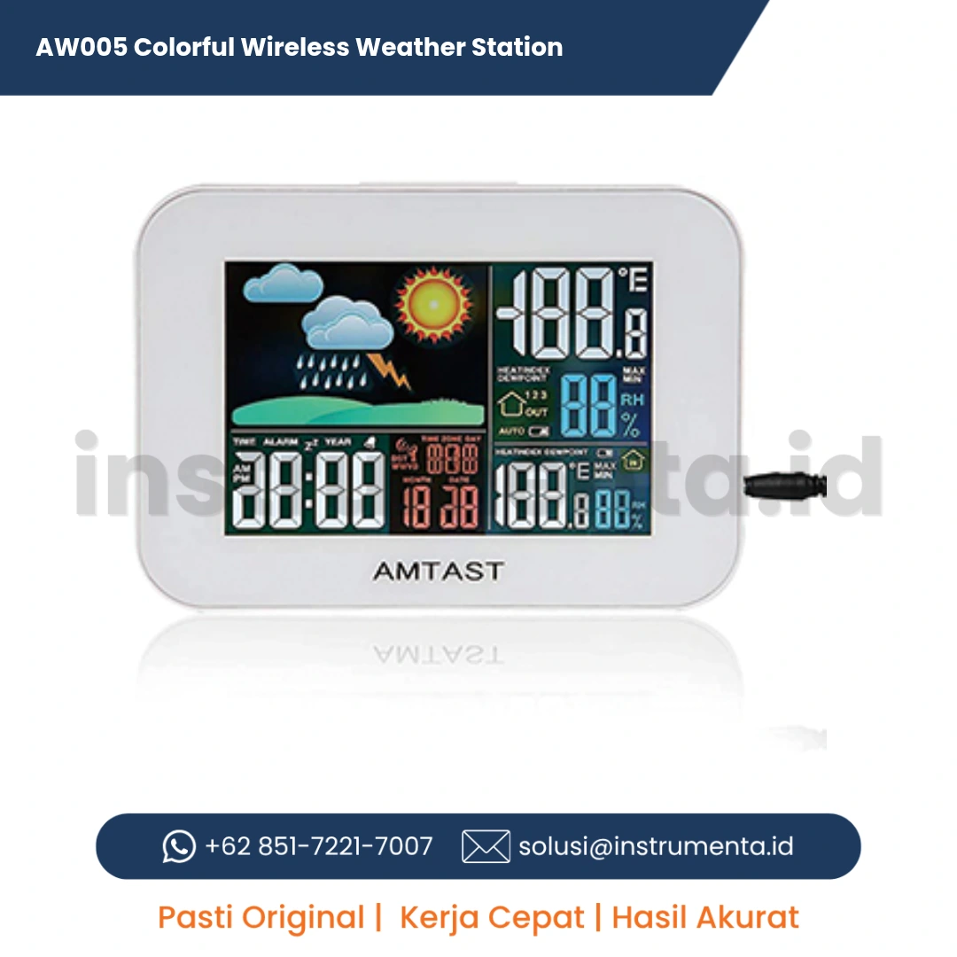 Official Supplier AW005 Colorful Wireless Weather Station Alat Monitor Cuaca Digital Nirkabel Layar Warna